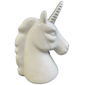 Wholesale - 7x4.5x9 White Unicorn Decor with Silver Horn C/P 12